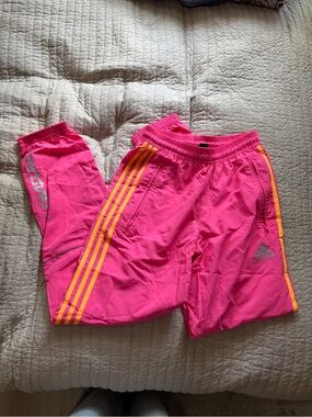 adidas Gosha Rubchinskiy Bright Pink Joggers with Orange Stripe Accents